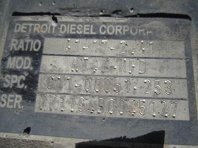 Detroit RT40-NFDFR241 Cutoff for a Freightliner FAS II AIRLINER LATE TANDEM