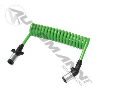 Automann 15 ft Green ABS 7-WAY Electric Cable, Straight Tractor/Angled Trailer Plug