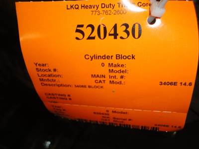Caterpillar 3406E Engine Block / Cylinder Block for a CAT 3406E 14.6
