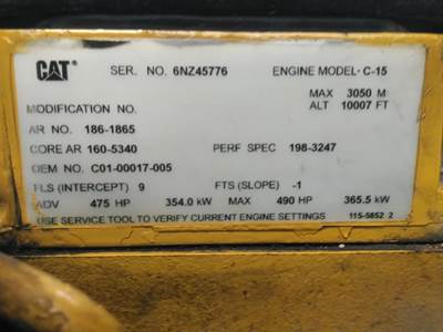 Caterpillar C15 Engine for a CAT C15 (SINGLE TURBO - EPA98)