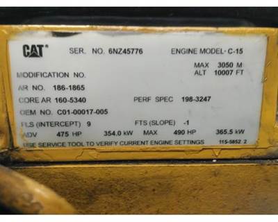 Caterpillar C15 Engine for a CAT C15 (SINGLE TURBO - EPA98)