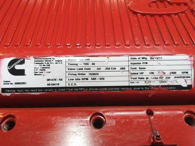 Cummins ISX Engine for a Cummins ISX 8255