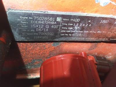 Cummins ISX12 G Engine for a Cummins ISX12G 3647