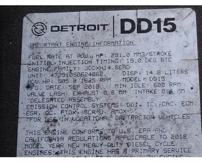 2019 Detroit DD15 Engine for a Detroit DD15 (472910) For Sale, 921,208 ...