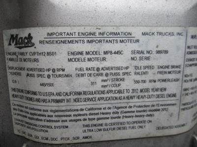 Mack MP8 Engine for a Mack MP8 EPA 10 (D13)