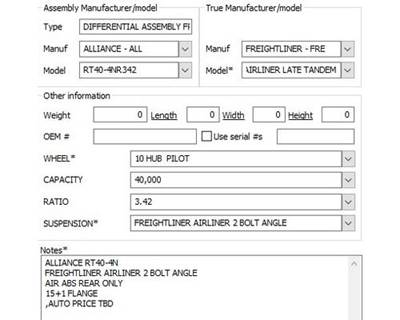 Alliance RT40-4NR342 Single Axle Cutoff for a Freightliner FAS II AIRLINER LATE TANDEM