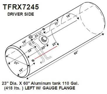 Freightliner Left Fuel Tank for a Alum Cylinder 105-114 GALLON