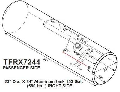 Freightliner Right Fuel Tank for a Alum Cylinder 135-144 GALLON