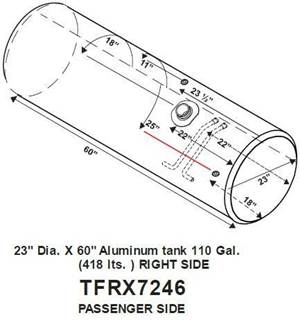 Freightliner Cascadia 113 Right Fuel Tank for a Alum Cylinder 105-114 GALLON