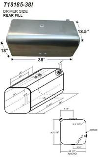 Freightliner M2 106 Left Fuel Tank for a Alum D Or Rectangle 55-64 GALLON