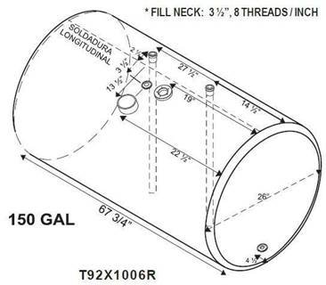 International 9200 1988-1997 Right Fuel Tank for a Alum Cylinder 145-154 GALLON