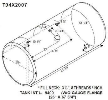 International 9400 1987-1996 Left Fuel Tank for a Alum Cylinder 145-154 GALLON