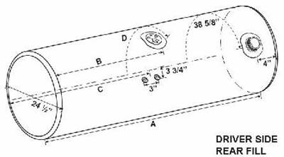 Kenworth Left Fuel Tank for a Alum Cylinder Kenworth 145-154 GALLON