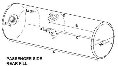Kenworth T660 2008-2025 Right Fuel Tank for a Alum Cylinder Kenworth 145-154 GALLON