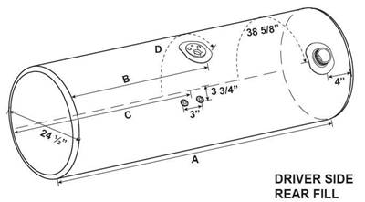 Kenworth Left Fuel Tank for a Alum Cylinder Kenworth 145-154 GALLON