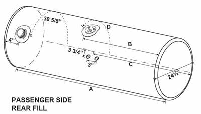 Kenworth T660 2008-2025 Right Fuel Tank for a Alum Cylinder Kenworth 145-154 GALLON
