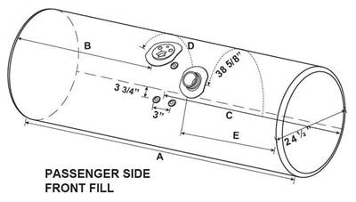 Kenworth T600 Right Fuel Tank for a Alum Cylinder Kenworth 115-124 GALLON