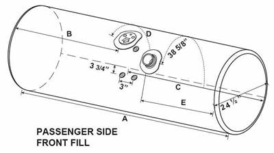 Kenworth T600 Right Fuel Tank for a Alum Cylinder Kenworth 115-124 GALLON