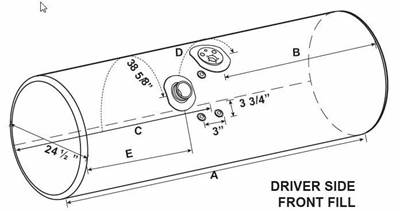 Kenworth T600 Left Fuel Tank for a Alum Cylinder Kenworth 115-124 GALLON