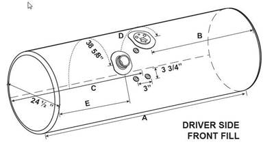 Kenworth T600 Left Fuel Tank for a Alum Cylinder Kenworth 115-124 GALLON