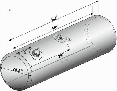 Kenworth T600 Left Fuel Tank for a Alum Cylinder Kenworth 115-124 GALLON