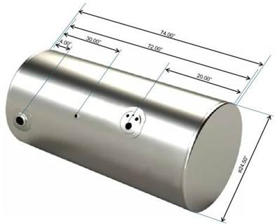 Kenworth T800 Right Fuel Tank for a Alum Cylinder 145-154 GALLON