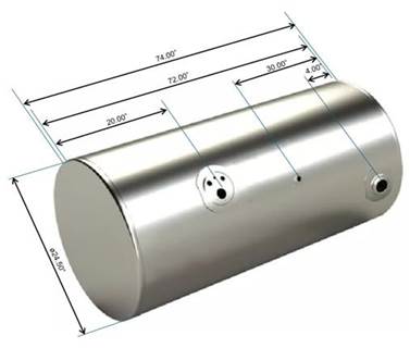 Kenworth T800 Left Fuel Tank for a Alum Cylinder Kenworth 145-154 GALLON