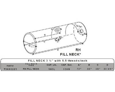 Kenworth T800 Fuel Tank for a Alum Cylinder Kenworth 145-154 GALLON