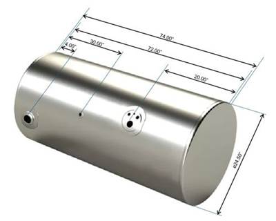 Kenworth T800 Right Fuel Tank for a Alum Cylinder Kenworth 145-154 GALLON