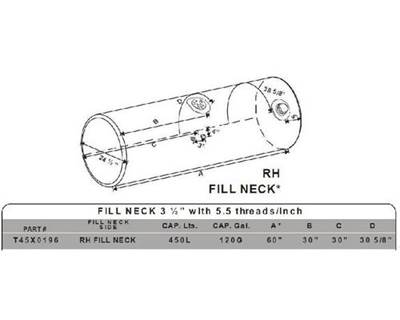 Kenworth W900 Left Fuel Tank for a Alum Cylinder Kenworth 115-124 GALLON