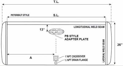 Peterbilt Fuel Tank for a Alum Cylinder Peterbilt 135-144 GALLON