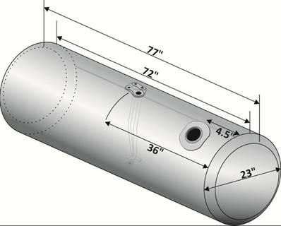 Peterbilt 389 2006-2024 Left Fuel Tank for a Alum Cylinder Peterbilt 135-144 GALLON