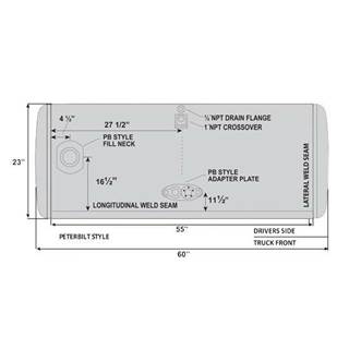 Peterbilt 352 Right Fuel Tank for a Alum Cylinder Peterbilt 95-104 GALLON