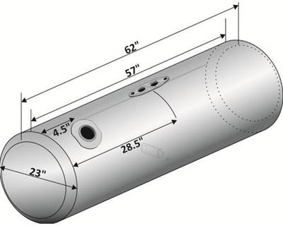 Peterbilt 378 1985-2007 Right Fuel Tank for a Alum Cylinder Peterbilt 105-114 GALLON