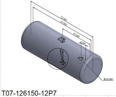 Peterbilt 379 1985-2007 Left Fuel Tank for a Alum Cylinder Peterbilt 145-154 GALLON