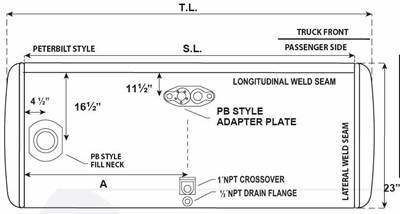 Peterbilt Fuel Tank for a Alum Cylinder Peterbilt 95-104 GALLON