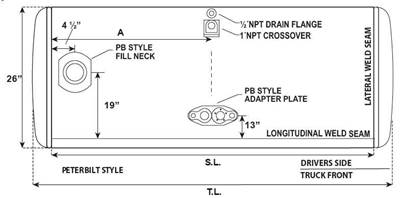 Peterbilt 387 1999-2011 Left Fuel Tank for a Alum Cylinder Peterbilt 95-104 GALLON