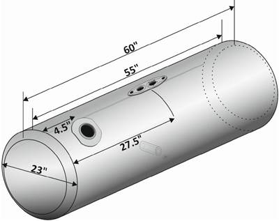 Peterbilt 387 1999-2011 Right Fuel Tank for a Alum Cylinder Peterbilt 95-104 GALLON