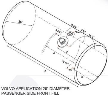 Volvo VNL 1998-2003 Fuel Tank for a Alum Cylinder 115-124 GALLON