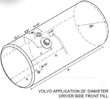 Volvo VNL 1998-2003 Left Fuel Tank for a Alum Cylinder 125-134 GALLON