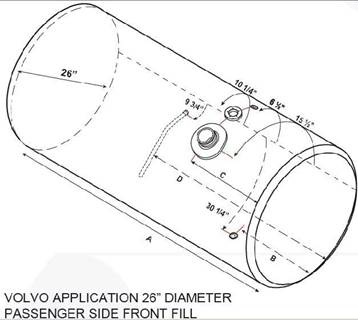 Volvo VNL 1998-2003 Right Fuel Tank for a Alum Cylinder 125-134 GALLON
