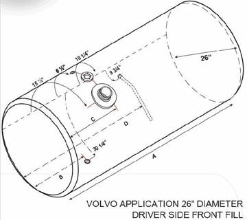 Volvo Left Fuel Tank for a Alum Cylinder 145-154 GALLON