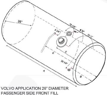 Volvo VNL 1998-2003 Right Fuel Tank for a Alum Cylinder 145-154 GALLON