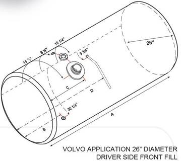 Volvo VNL Left Fuel Tank for a Alum Cylinder 145-154 GALLON
