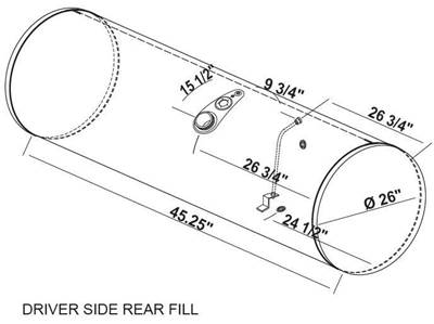 Volvo VNL 1998-2003 Left Fuel Tank for a Alum Cylinder 95-104 GALLON