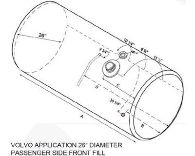 Volvo VNL Right Fuel Tank for a Alum Cylinder 145-154 GALLON