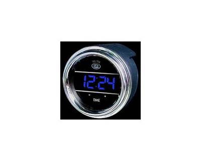 Kenworth Teltek Digital Clock Gauge, Blue with Chrome Bezel
