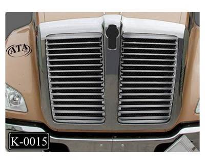 2013-2022 Kenworth T680 Stainless Steel 18 Gauge Hood Grille with 15 Louvers