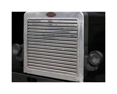 1987-2007 Peterbilt 379 L-Hood Grille with 15 Horizontal Bars, Stainless Steel