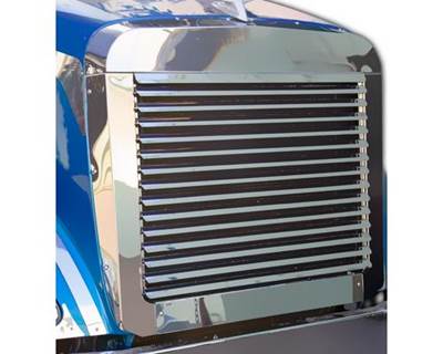 2005-2015 Peterbilt 386 Stainless Steel Grille Surround & Louvered Grille Kit, 16 GA